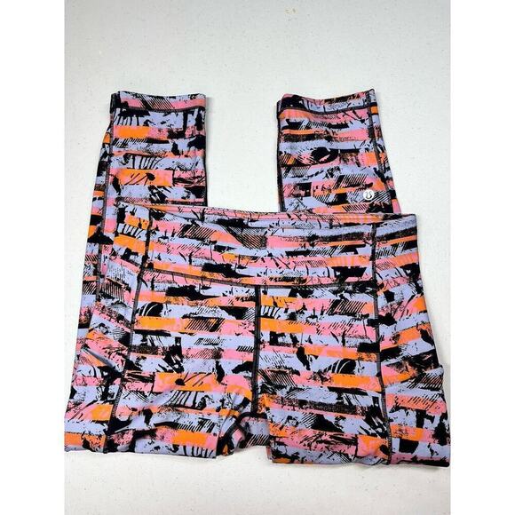 Lululemon Speed Up Crop 21" Inseam Inversion Multi Orange Pink Black Size 8 - Picture 1 of 7